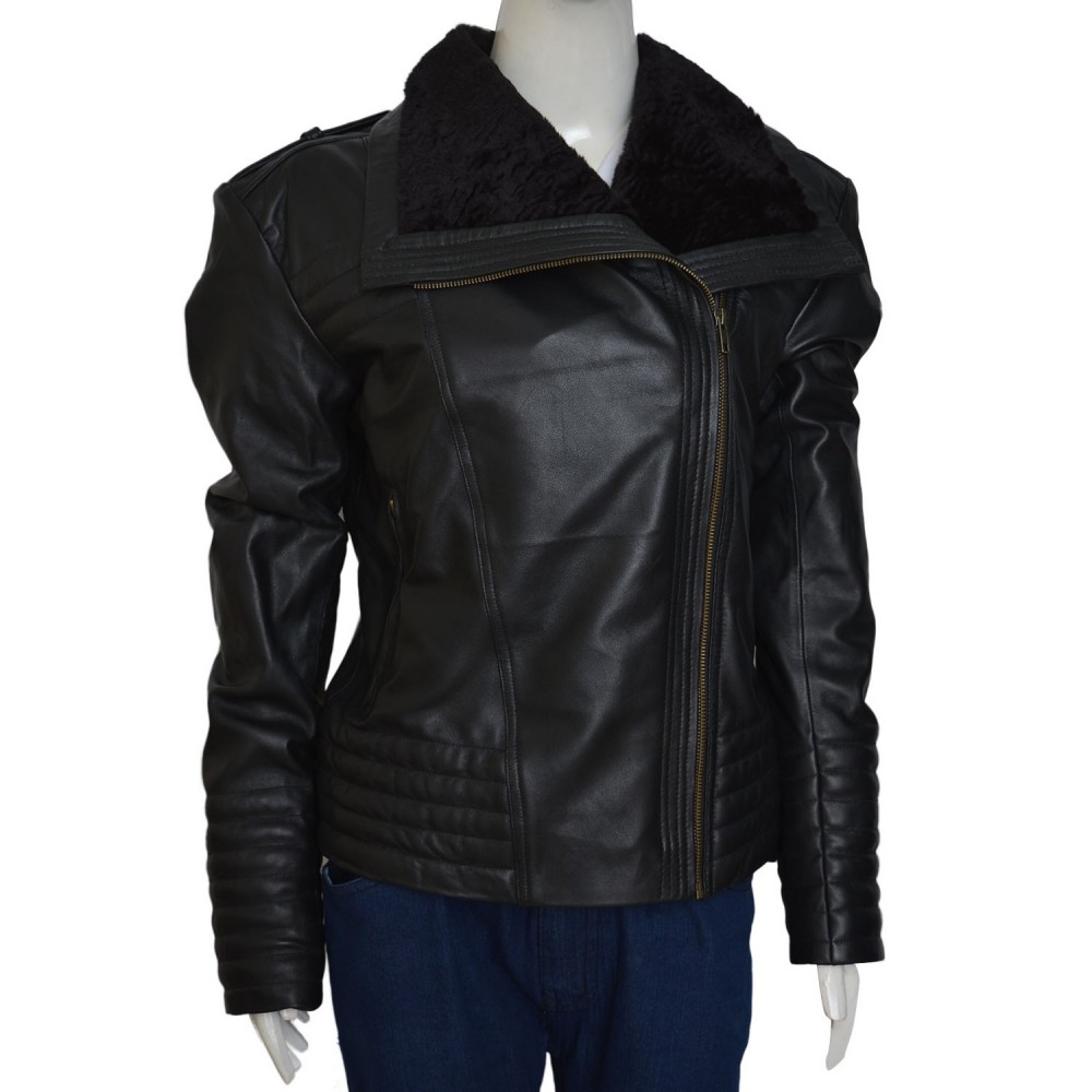 Asymmetrical Style Shawl Collar Leather Jacket
