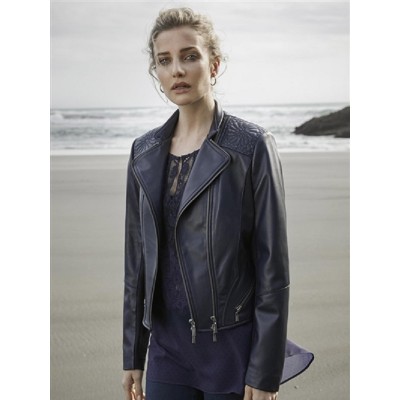 Black Faux Leather Design Jacket For women