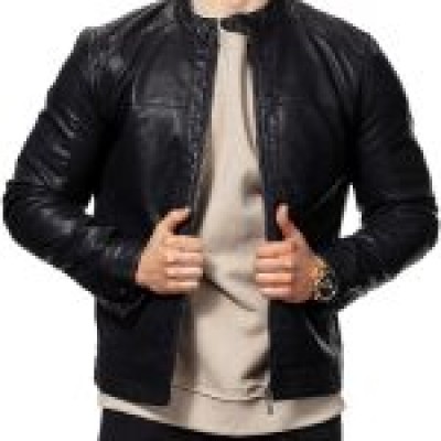 Black Men’s Bike Racer Leather Jacket