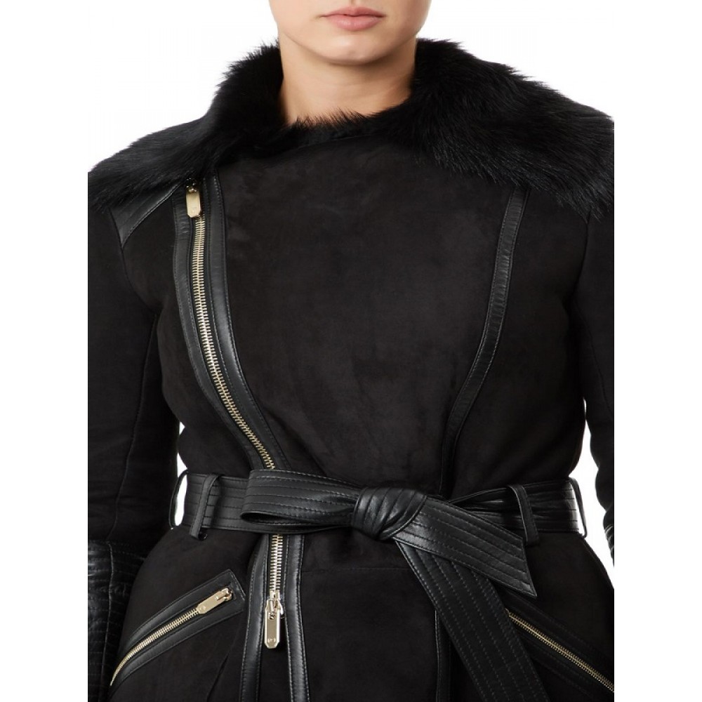 Black Mila Temperley Suede Leather Coat