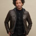 Brown Men’s Hooded Leather Jacket