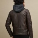 Brown Men’s Hooded Leather Jacket