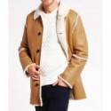 Brown Shearling Leather Jacket For Men