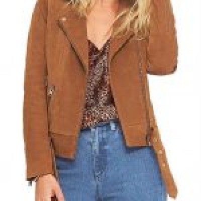 Brown Suede Leather Jacket For Women