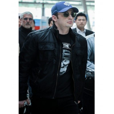 Chris Evans Seoul Airport Leather Jacket