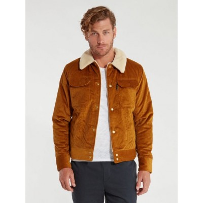 Corduroy Trucker Brown Cotton Jacket-Men
