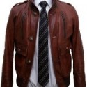 Cristiano Ronaldo Brown Leather Bomber Jacket For Men