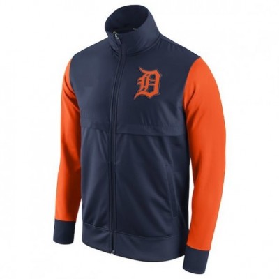 Detroit Men Slim Fit Navy Blue Orange Jacket