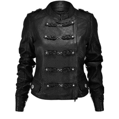 Drummer Boy Black Leather Jacket In The Style Of Cheryl Tweedy