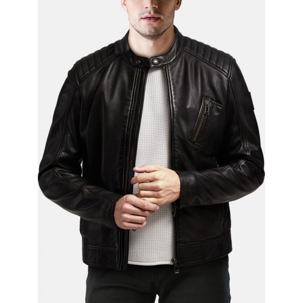 Elegant Mens Slim Fit Leather Jacket