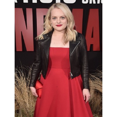 Elisabeth Moss Rocks Leather Jacket