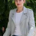 Gigi Hadid Grey Leather Jacket