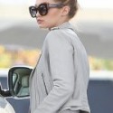 Gigi Hadid Grey Leather Jacket