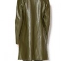 Green Vegan Leather Coat For Women