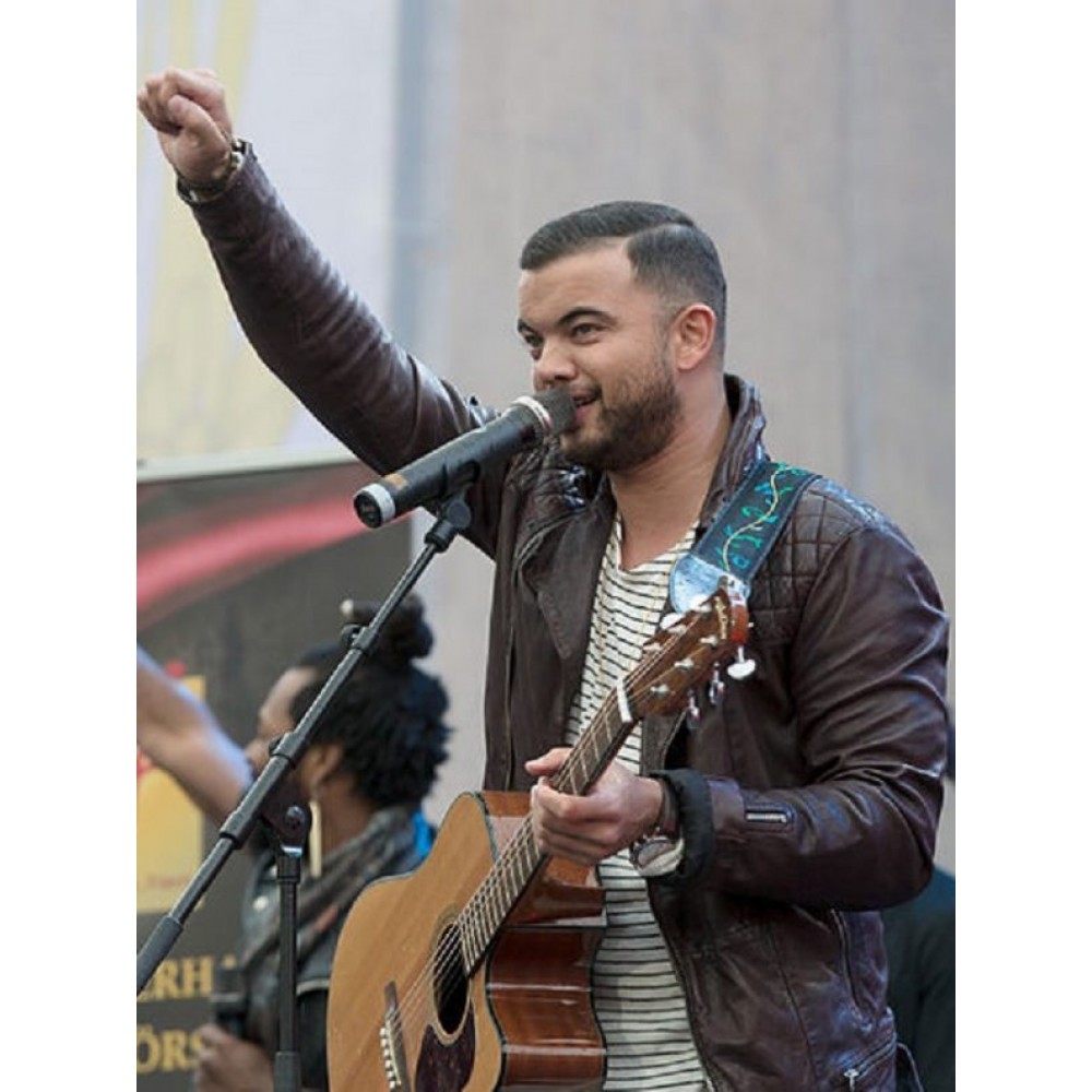 Guy Sebastian In Black Quilted Faux Leather Jacket For Men