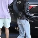 Hailey Bieber wears a leather ‘wife’ jacket