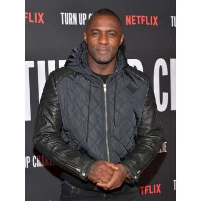 Idris Elba Black Leather Jacket In Turn Up Charlie Premieres on Netflix