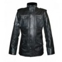 Justin Chatwin (Steve) Black epaulette Leather Jacket