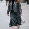 Kelly Brook Spotted In Gray Leather Jacket at London, UK