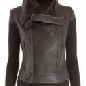 Ladies Board Lapel Collar Leather Jacket