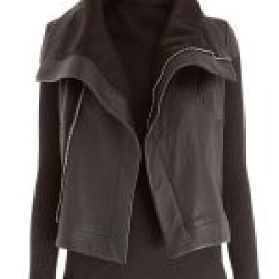 Ladies Board Lapel Collar Leather Jacket