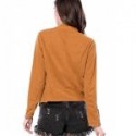 Long Lapel Brown Suede Leather Jacket