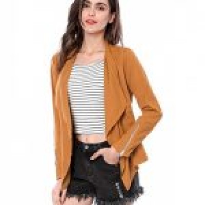 Long Lapel Brown Suede Leather Jacket