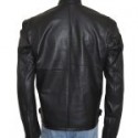 Man Classic Snap Tab Collar Leather Jacket