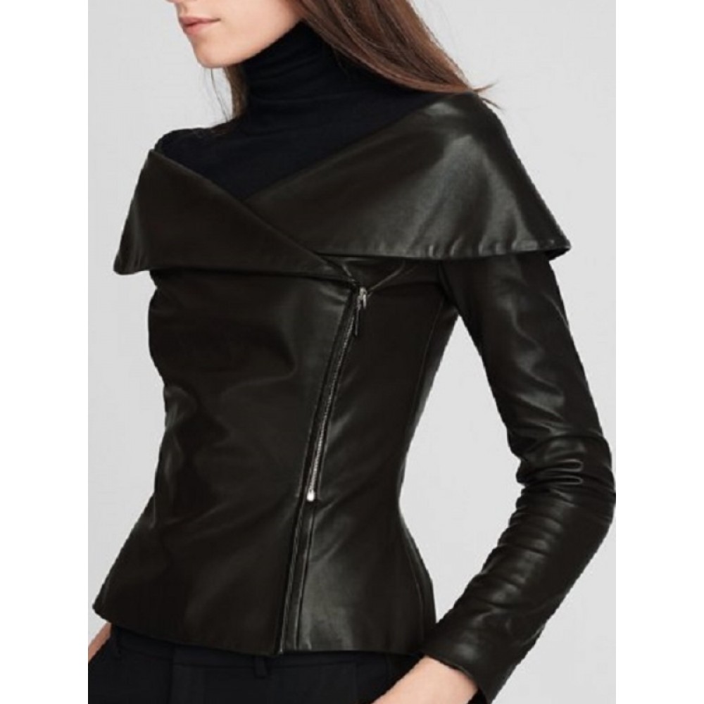 Maxine Nappa Faux Leather Jacket Slim Fit Coat For Women