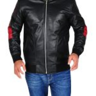 Men 8 Ball Bomber Leather Jacket