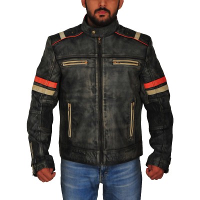 Men Cafe Racer Motorcycle Jacket