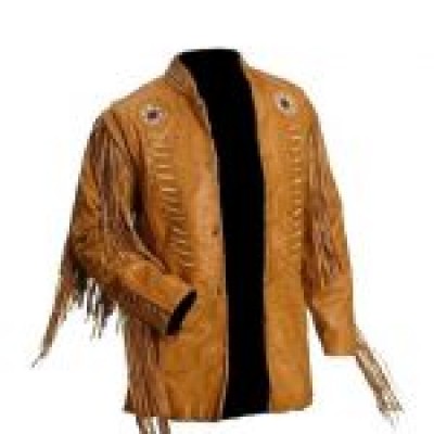 Men Cowboy Western Leather Jackets With Fringe