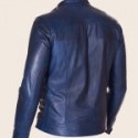 Men Iconic Blue Biker Leather Jacket