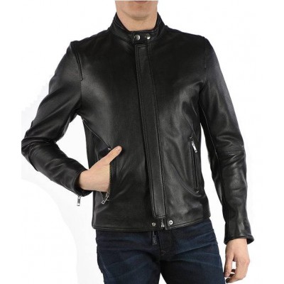 Men’s Biker Black Lambskin Leather Jacket