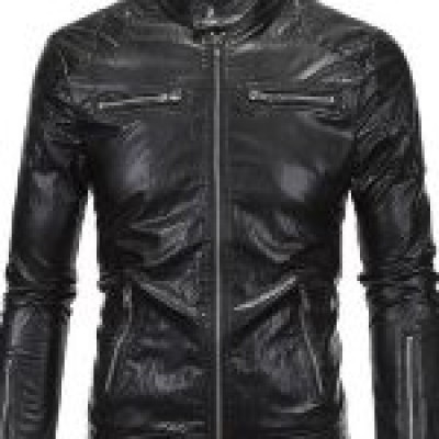 Men’s Black Punk Style Leather Jacket