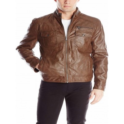 Men’s Brown Leather Moto Jacket