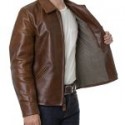 Men’s Brown Simple Real Leather Jacket