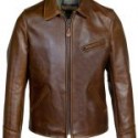 Men’s Brown Simple Real Leather Jacket