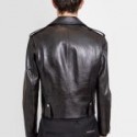 Men’s Charcoal Black Leather Biker Jacket