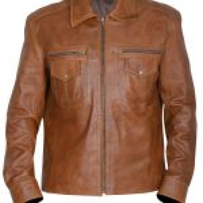 Mens Classic Brown leather Jacket