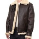 Men’s Classic Brown Sheep Leather Shearling Bomber Jacket