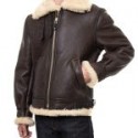 Men’s Classic Brown Sheep Leather Shearling Bomber Jacket