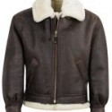 Men’s Classic Brown Sheep Leather Shearling Bomber Jacket