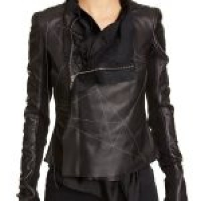 Men’s Embroidered Biker Leather Jacket