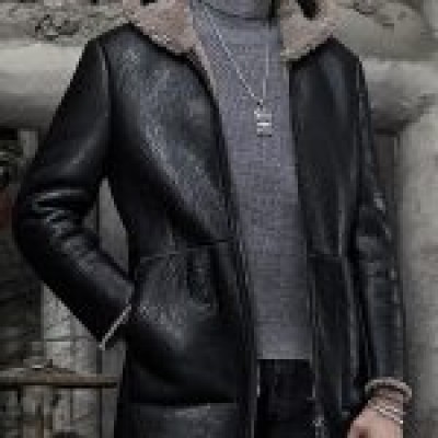 Men’s Mid Long Winter Leather Coat