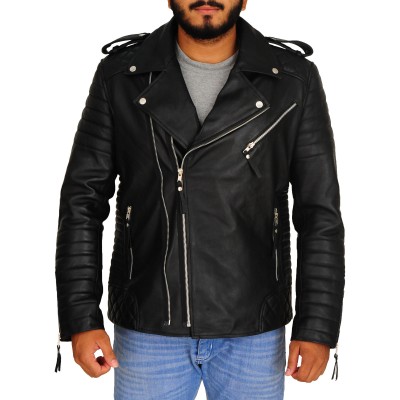 Mens Moto Style Quilted Biker Jacket