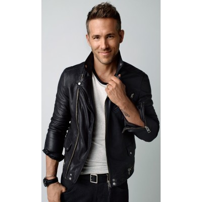 Mens Motorbiker Ryan Reynolds Leather Jacket