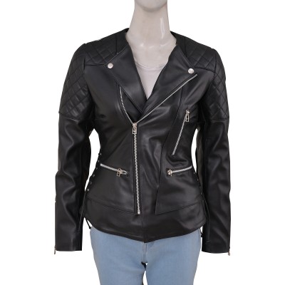 Miranda Kerr Biker Quilted Leather Jacket