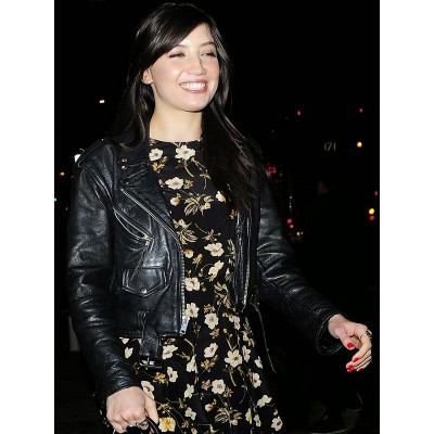 Model Daisy Lowe Leather Jacket