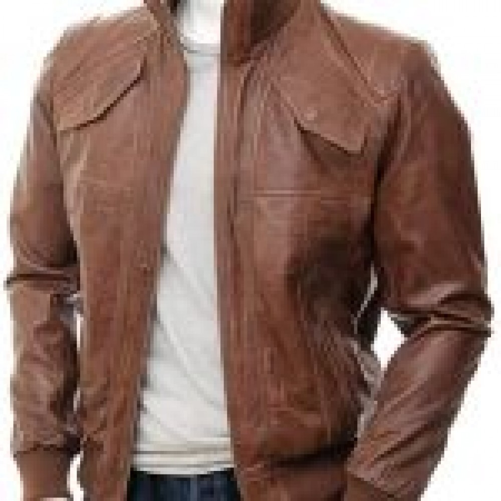 New Mens Party Bomber Leather Jacket